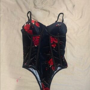 Willow Black and Red Floral Bodysuit